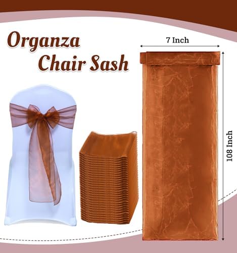 MDS Pack of 125 Organza Chair Sashes for Wedding & Event Décor – Bronze - Image 3