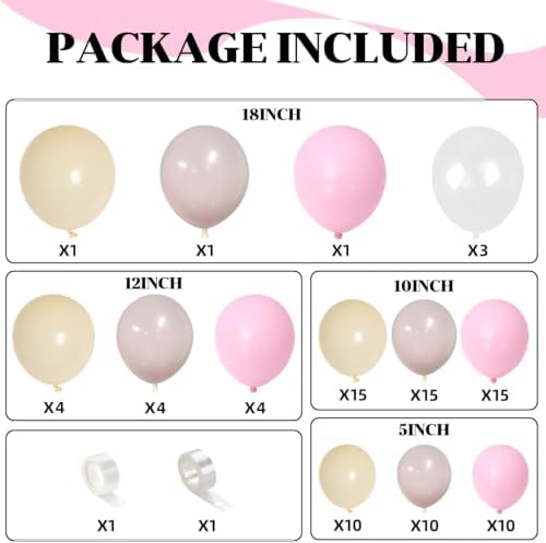 Pink White Balloon Arch Kit, Double Stuffed Pastel Pink Ivory White Balloon Garland, Baby Pink Cream White Balloons with 3pcs 18Inch Clear Balloons for Girls Birthday Baby Shower Party Decorations - Image 2