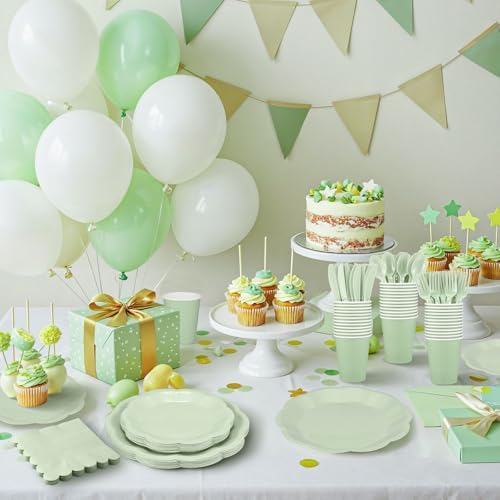 175 Pcs Sage Green Plates and Napkins Green Party Supplies Serve 25 Guest - Image 5