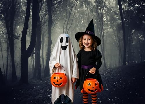 Vintage Dark Misty Forest Backdrop for Halloween Party Spooky Gothic Horror Theme Movies Foggy Woods Dirt Path Trees Background Photography Studio Photo Booth Props 10x7ft - Image 3