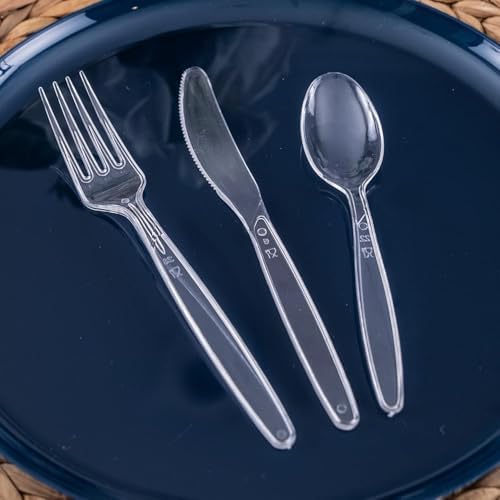 Party Bargains Disposable Cutlery Set [Sapphire] - [120 Count] Clear Heavy Duty & Solid Disposable Silverware Utensils Set, Perfect for Weddings, Buffets, Luncheons - Image 6