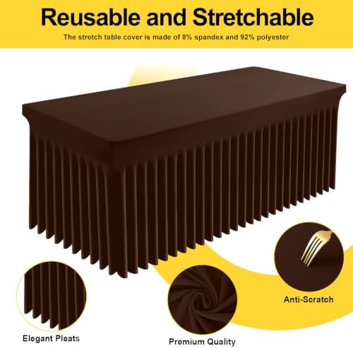 Smiry 2 Pack Spandex Elastic Fitted Table Cloth Skirt for 6FT Table - Image 2