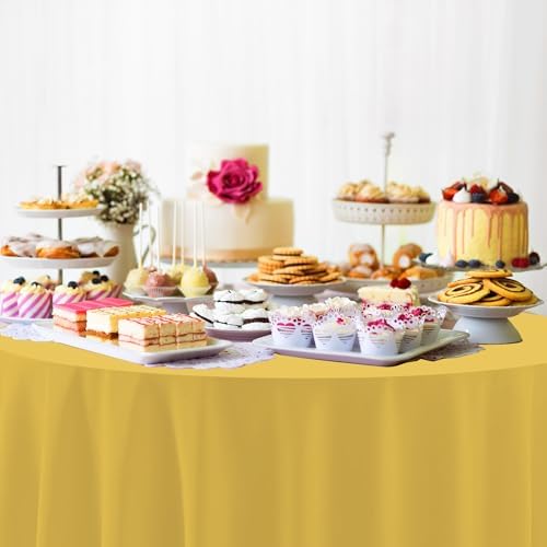 12 Pcs Round Black and Gold Tablecloths, 84 Inches - Image 6