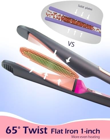 ANGENIL Pro Twist Ceramic Flat Iron 1 Inch, Dual Voltage Hair Straightener and Curler 2 in 1, Multi-Stylers Round Flat Iron Hair Curling Iron, Fast Heating LCD Display, 11 Adjustable Temp (250℉-450 ℉) - Image 5
