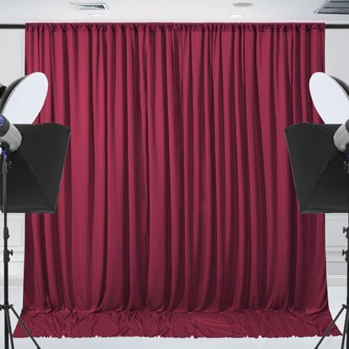 ESGOTBME 10x10ft Wrinkle Free ‌Burgundy Backdrop Curtain for Parties Soft Fabric Drapes Wedding ‌Curtain Backdrop for Birthday Party Decorations Background for Photography 5x10ft, 2 Panels - Image 7