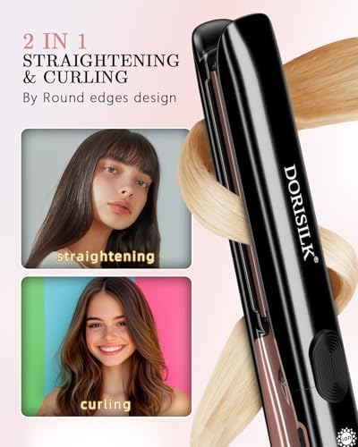DORISILK 500 Degree High Temp Professional Hair Straightener，30s Fast Heating Ceramic Flat Iron ，2 in 1 Hair Straightener and Curler，Plasma Flat Iron Get Frizz-Free ，Dual Voltage for Travel Using - Image 2