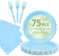 Light Blue Paper Plates and Napkins,Baby Blue Disposable Dinnerware, 25-7" by Mulbozy