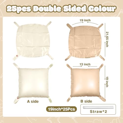 NISOCY 25PCS Coffee and Sand White Square Foil Balloons Wall Backdrop - Image 2