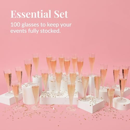 Prestee Disposable Champagne Flutes, 4.5 oz Plastic Champagne Glasses - Image 4