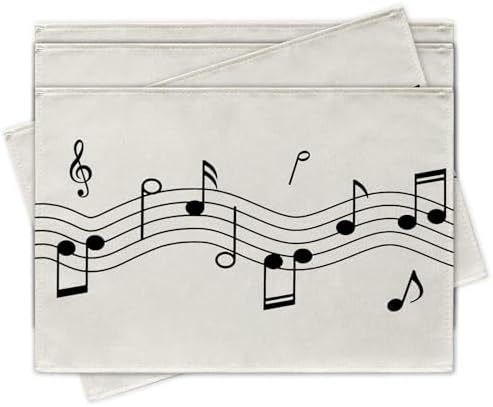 Vintage Music Sheets Placemats Set of 4, Retro Musical Notes Staff by Croar