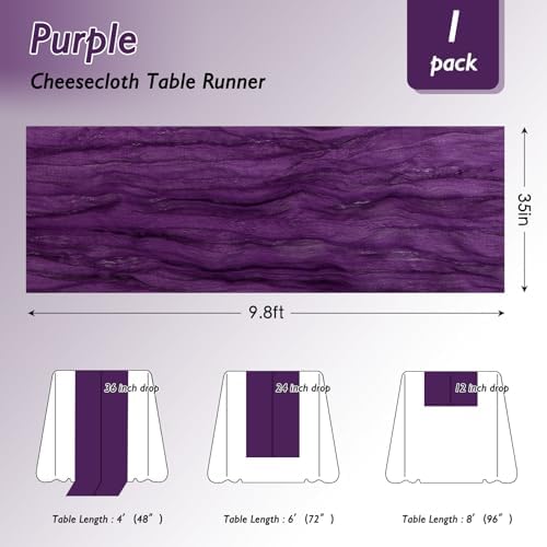 1 Pack Purple Cheesecloth Table Runner 120 Inch Boho Wedding Decor - Image 2