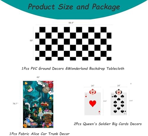 Alice Party Decorations,Trunk or Treat Car Decorations Kit for SUV ,Wonderland Backdrop&Queen of Hearts Solider Stand Cards for Themed Tea&Birthday Party Costume Kits - Image 2