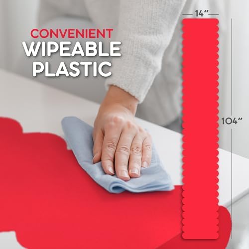 Red Scallop Table Runner, Disposable Plastic, 5 Pack, 14x108in - Image 6
