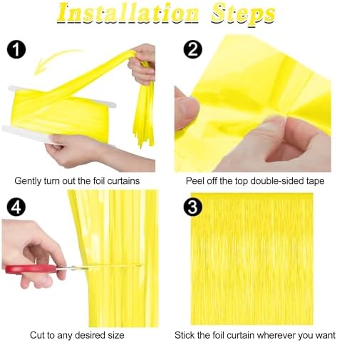 ZATAYE 2 Pack Yellow Foil Curtain Streamer Decorations - Image 3