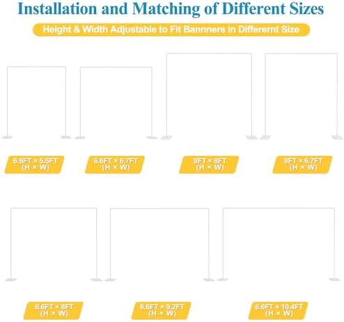 Fomcet 8FT x 8FT Backdrop Stand Heavy Duty with Base, White Portable Adjustable Pipe and Drape Backdrop Stand Kit, Square Metal Arch Party Frame for Wedding Birthday Parties Banquet Decorations - Image 2
