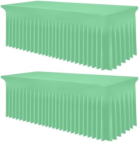 Smiry 2 Pack Spandex Elastic Fitted Table Cloth Skirt for 6FT Table by Smiry