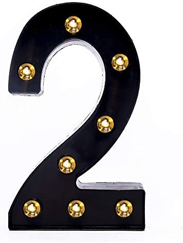 Foaky Black LED Marquee Number Lights Sign Light Up Marquee Number Lights Sign for Night Light Wedding Birthday Party Battery Powered Christmas Lamp Home Bar Decoration by Foaky