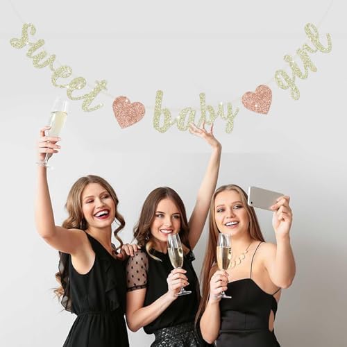 BEISHIDA Pre-Strung Glitter Champagne Girl Baby Banner Baby Shower Decor - Image 5