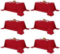 Fitable 6 Pack Red Tablecloths 90x132 Inch for 6 Foot Rectangle Tables by Fitable
