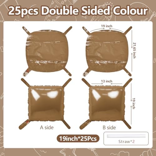 NISOCY 25PCS Brown Square Foil Balloons Wall Backdrop - Image 2