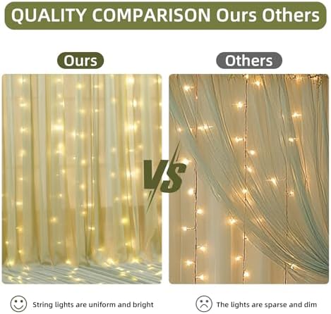 Wish Care 20x10FT Green Wrinkle Free Backdrop Curtains with Lights String for Parties - Photo Curtain Backdrop with Lights for Wedding Decorations, Bridal Baby Shower Birthday Party Photography - Image 5