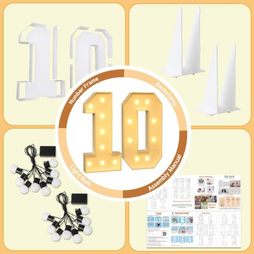 imprsv 10 Marquee Numbers, 3FT Light Up Numbers for 10th Birthday Decor - Image 5