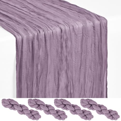 4 Pack Purple Cheesecloth Table Runner 17x108 Inches Boho Home Decor by Showgeous