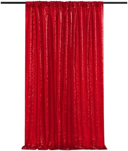 Red Sequin Backdrop Curtains-1 Panel 3FTx8FT Red Backdrop for Wedding, Glitter Party Decorations Background Drapes for Birthday Party Anniversary Graduation Photo Booth Decor by SoarDream