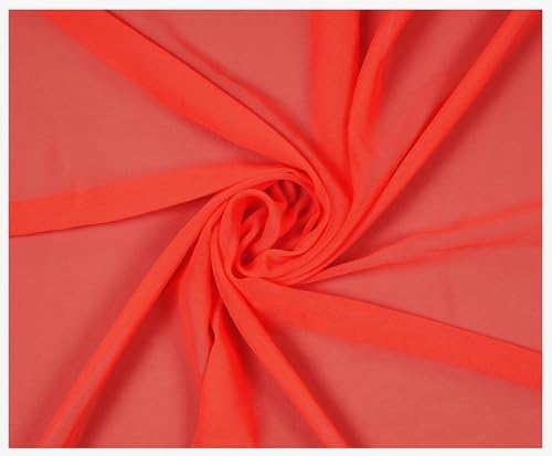 5 Yard Chiffon Fabrics, 44" Wide, Lightweight, Sheer – Orange - Image 3