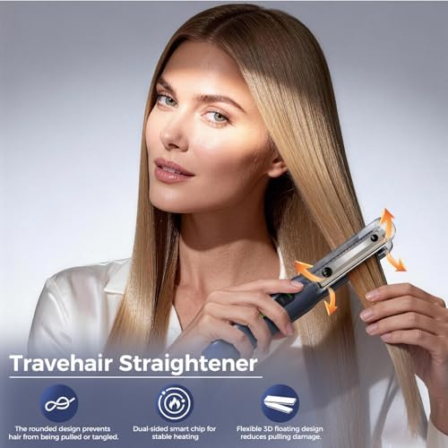 Cordless Hair Straightener, 1 Inch Portable Flat Iron Hair Straightener & Curler, Travel Hair Straighteners for Women, Titanium Floating Plates, Dual Voltage & 20S Fast Heat Up Includes Hair Clips - Image 6
