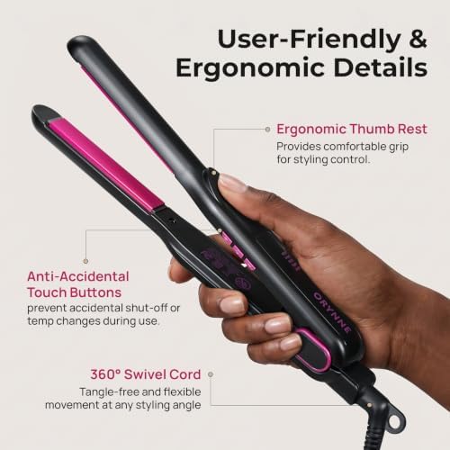 ORYNNE 1/2 Inch Flat Iron Small Hair Straightener for Short Hair Bangs Pink - Image 5