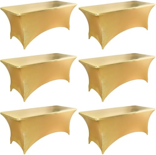 6-Pack 6ft Spandex Table Covers for Rectangle Standard Folding Tables - Wrinkle Resistant Stretch Tablecloths - Ultimate Fitted Table Protector for Parties, Trade Shows, Wedding by Unknown