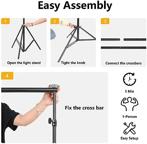 ShowMaven Green Screen Backdrop with Stand, 5x6.5ft Adjustable Photo Backdrop Stand with Flat Base, 4 Clamps and Backdrop for Meeting, Photography, Parties (5x8.5ft) - Image 5