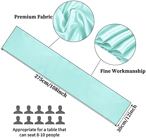 10-Pack Aqua 12 x 108 inches Long Premium Satin Table Runner - Image 2