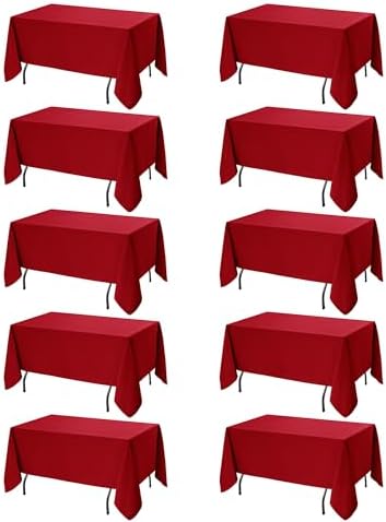 10-Pack Red Tablecloths for Rectangle Tables, 60 x 120 Inches by DailySet