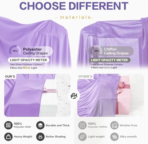 20ftx40ft Taro Purple Ceiling Curtain for Wedding Parties - Image 3