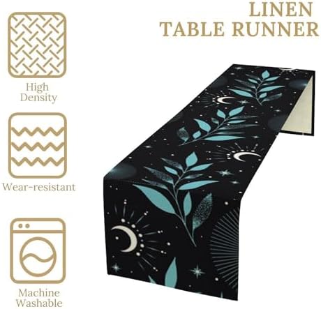 Magic Moon Table Runner Gothic Tarot Astrology Boho Sun Stars Herb Dinner Runner for Farmhouse Party Holiday Home Kitchen Dining Table Decoration 13"x36" - Image 4