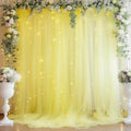 10ft x 10ft Yellow Backdrop Curtain with Lights String for Parties, Sheer Tulle Wedding Photo Backdrops Drapes for Baby Shower Birthday Party Decorations Background for Photography by Shillance