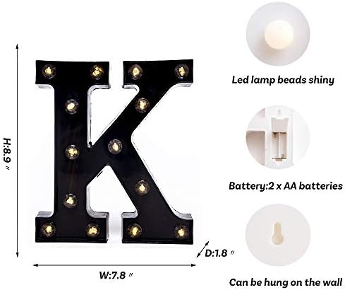 Foaky Black LED Marquee Number Lights Sign Light Up Marquee Number Lights Sign for Night Light Wedding Birthday Party Battery Powered Christmas Lamp Home Bar Decoration - Image 3