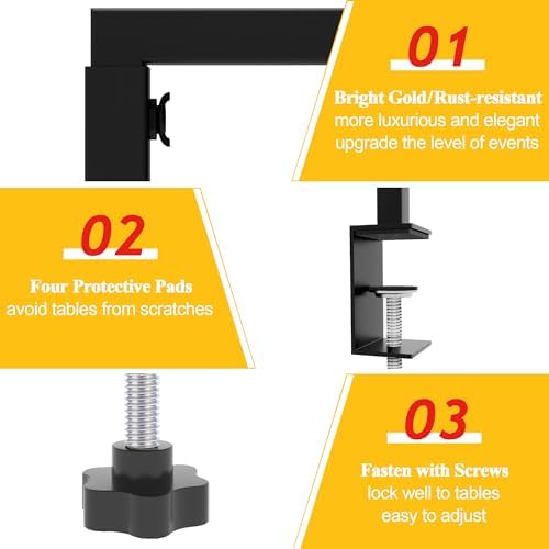 Fomcet Over The Table Rod Stand with Clamps Set of 2 Black Metal Table Arch - Image 4