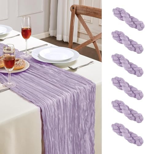 6 Pack Purple Cheesecloth Table Runner 35×120 Inch Boho Gauze Home Decor by AGIRL