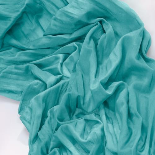 Teal Blue Table Runner Boho Fall Cheesecloth Table Runner Dinning Decor - Image 4