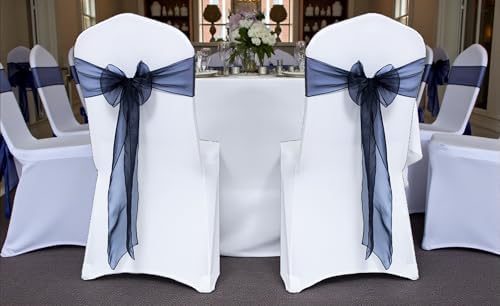 MDS Pack of 300 Organza Chair Sashes for Wedding & Event Décor – Black - Image 2