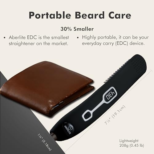 Aberlite EDC - Men's Professional Heated Beard Straightening Brush and Grooming Tool (for 0.5 inch plus Beards) (Black) - Image 6