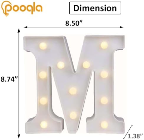 Pooqla LED Marquee Letter Lights, Warm White and Cool White Decorative Lighted Letters, Light Up Alphabet Letters for Boys Girls, Party, Wedding, Bar, Night Light, Birthday Decoration, Letter M - Image 5