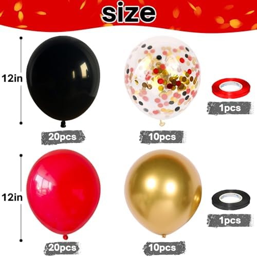 Red Black Gold Balloon 60 Packs 12 Inch Latex Balloons - Image 2