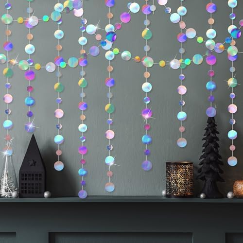 Outus 10 Pieces Laser Silver Round Dots Garland Party Hanging Decor - Image 5