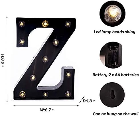 Foaky Black LED Marquee Number Lights Sign Light Up Marquee Number Lights Sign for Night Light Wedding Birthday Party Battery Powered Christmas Lamp Home Bar Decoration - Image 3
