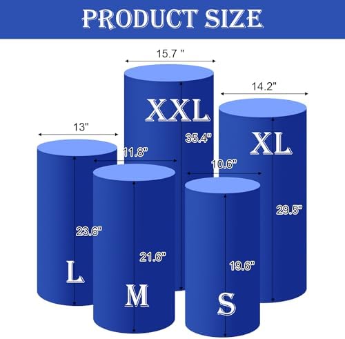 SaitiMade Set of 5 - Royal Blue Cylinder Pedestal Stand Covers - Image 2