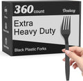 Dealusy 360 Count Extra Heavy Duty Black Plastic Forks Disposable by Dealusy
